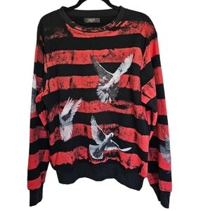Amiri Pigeon Graffiti sweatshirt black and red horizontal striped mens M